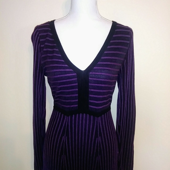 purple and black striped dress